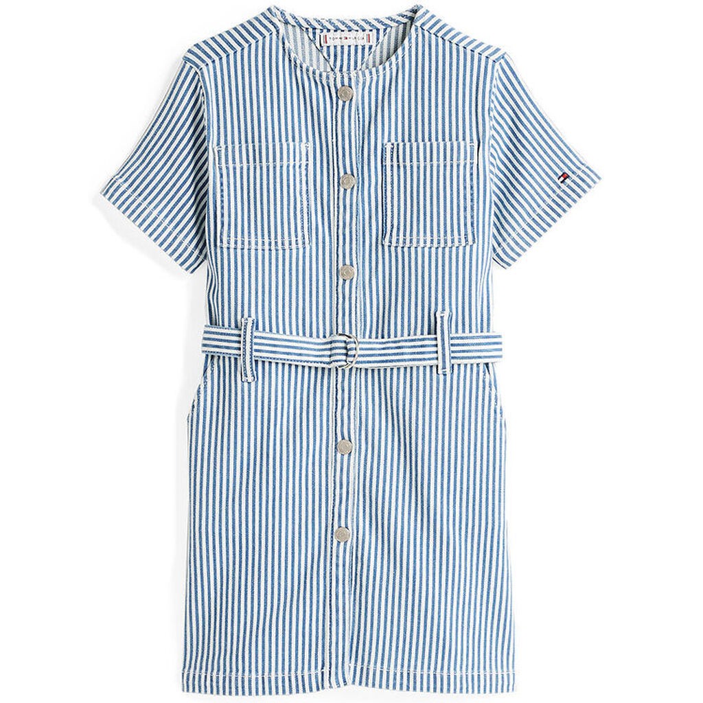 Tommy Hilfiger Kjole - Striped Denim - Blå/Hvid