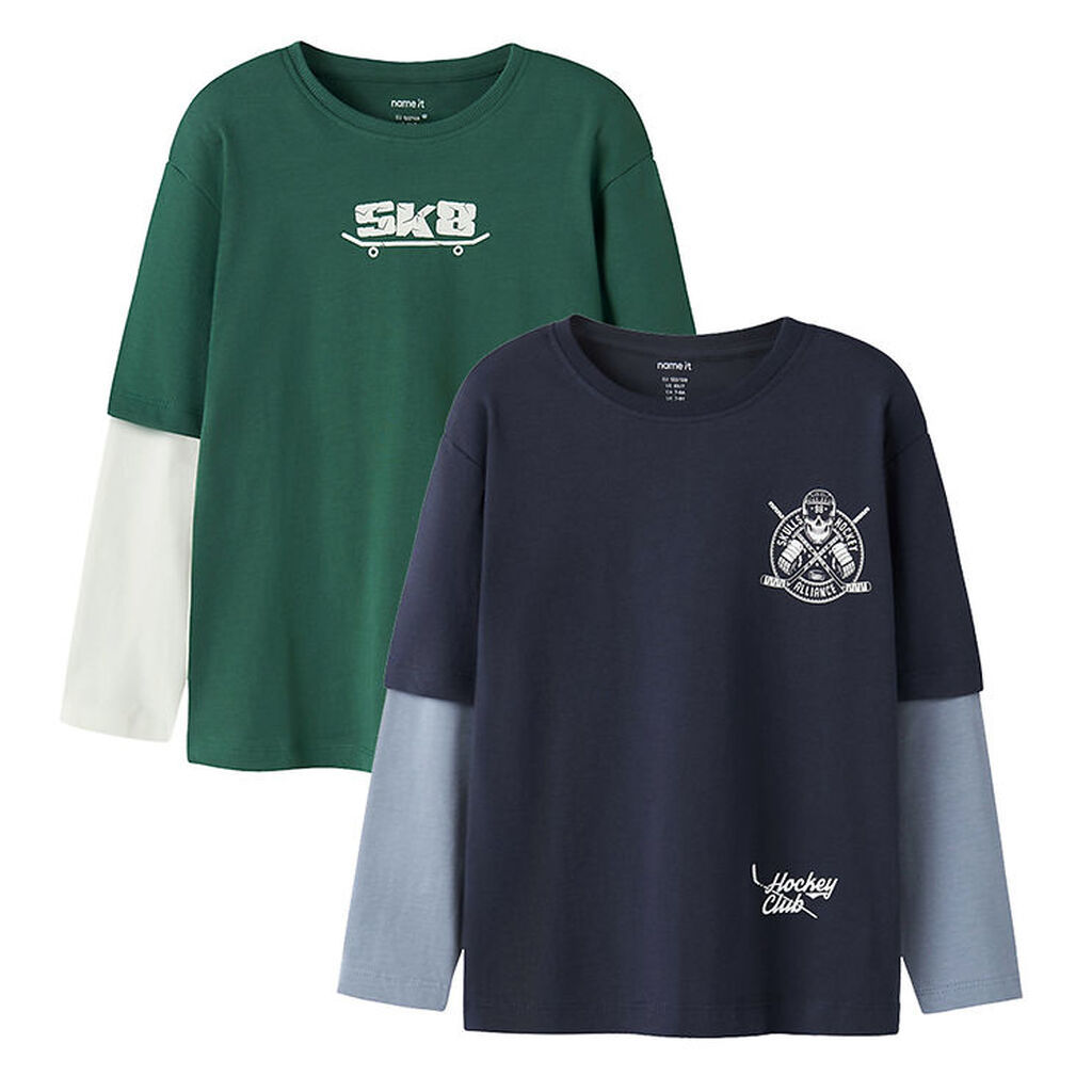 Name It Bluser - 2-Pak - NkmVarto - Navy Blazer/Bistro Green Sku