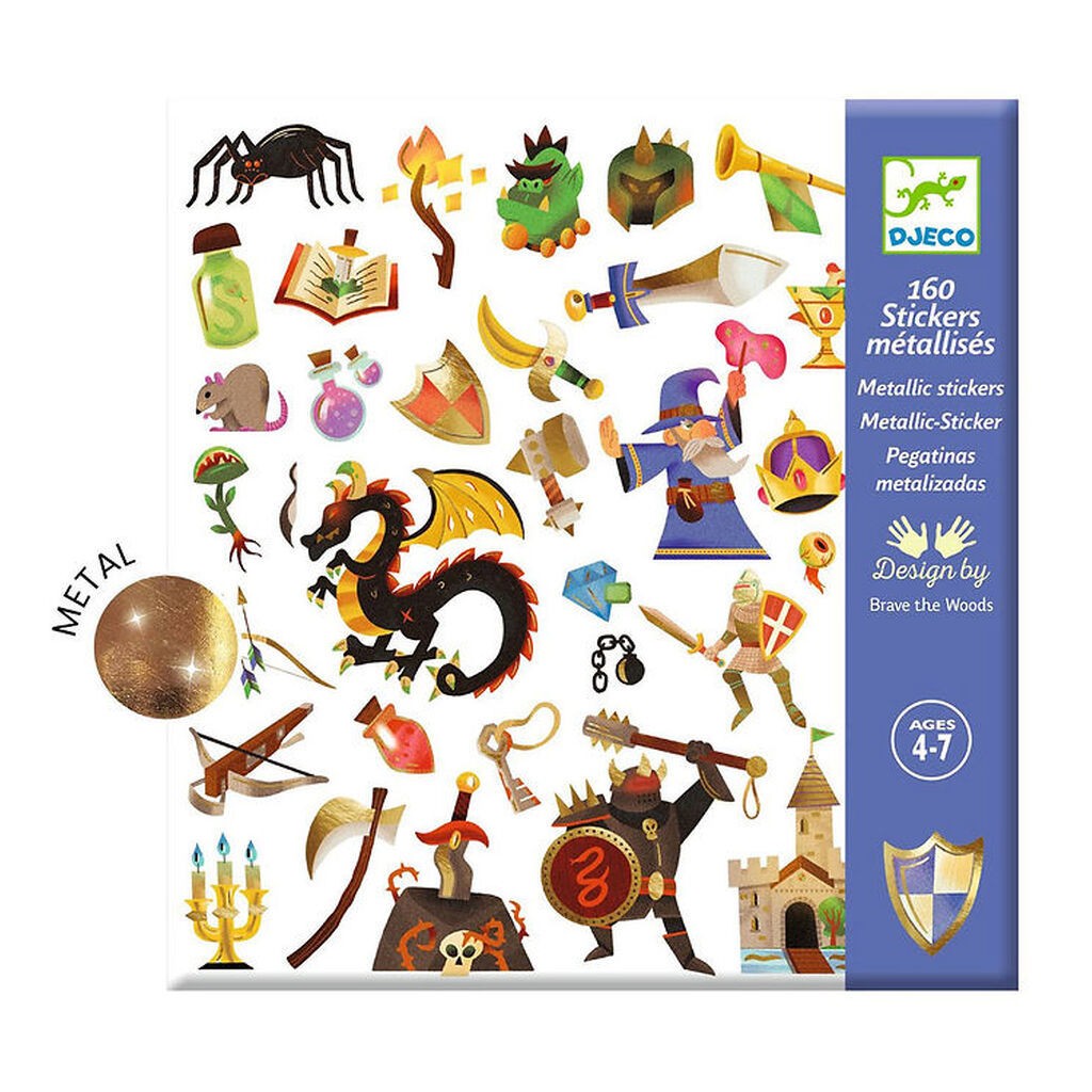 Djeco Klistermærker - Metallic - 160 stk. - Fantasifulde Middela