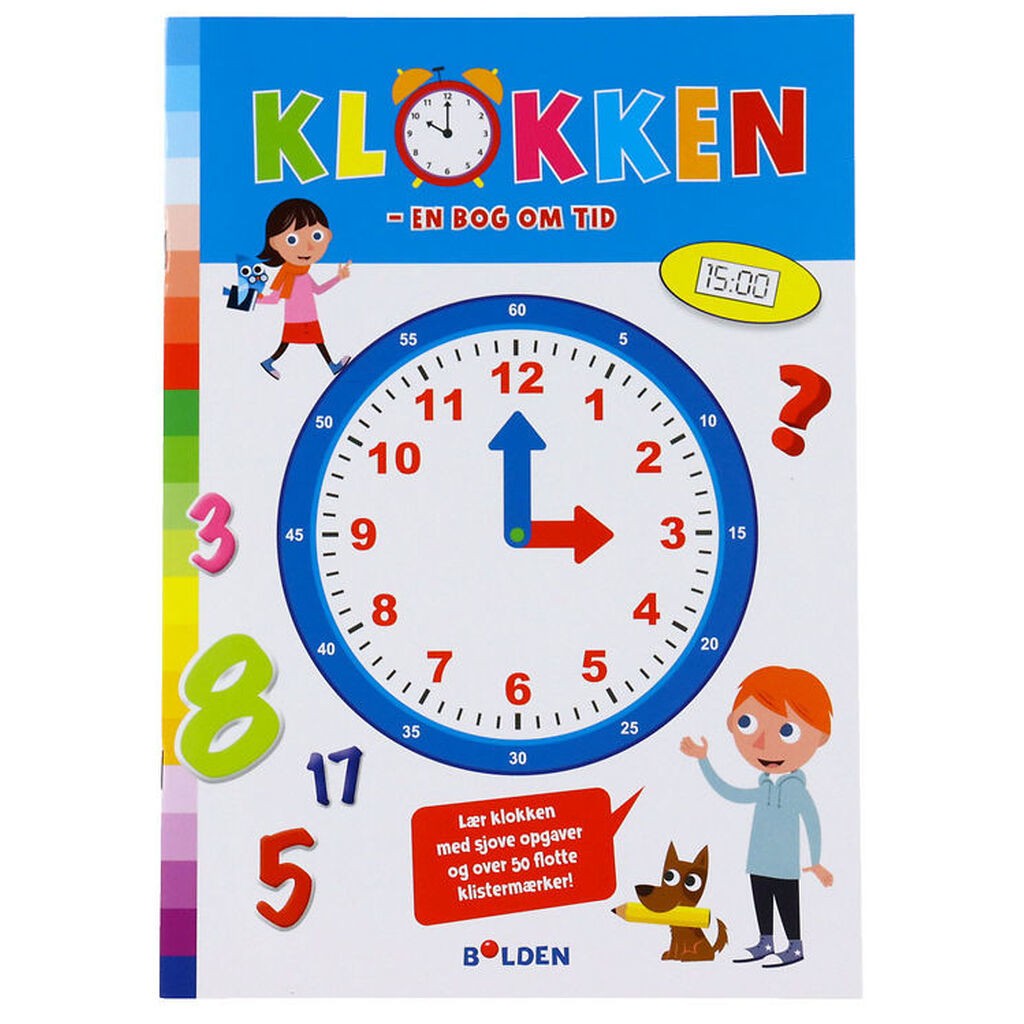 Forlaget Bolden Aktivitetsbog m. Klistermærker - Klokken - Dansk