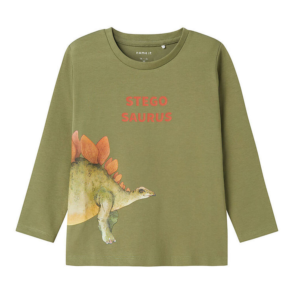 Name It Bluse - NmmPnula - Oil Green m. Dino