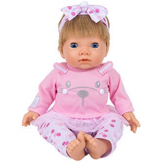 Tiny Treasures Dukke m. Blond Hår - Pink Bunny Baby