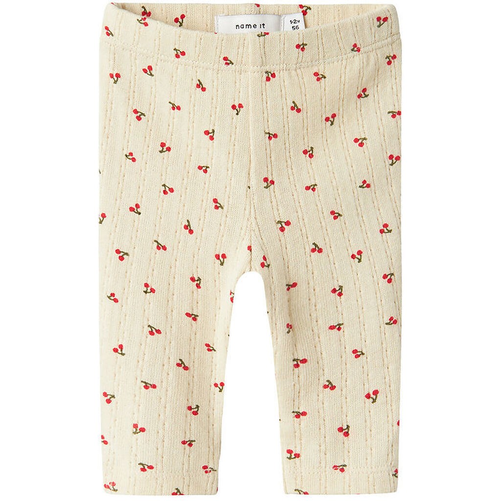 Name It Leggings - NbfBilia - Summer Sand m. Kirsebær