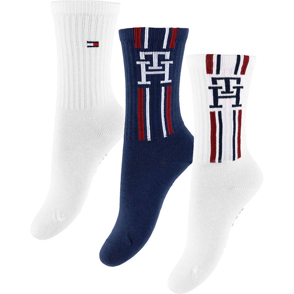 Tommy Hilfiger Strømper - 3-pak - Hvid/Navy m. Striber