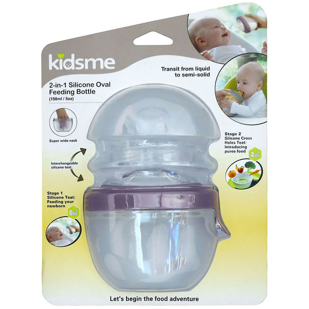 KidsMe Sutteflaske/Food Feeder - 2-i-1 - 150ml - Silikone - Plum