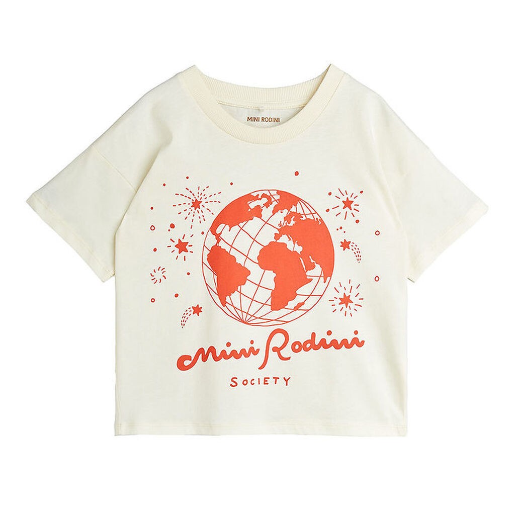 Mini Rodini T-Shirt - Society - Offwhite/Rød