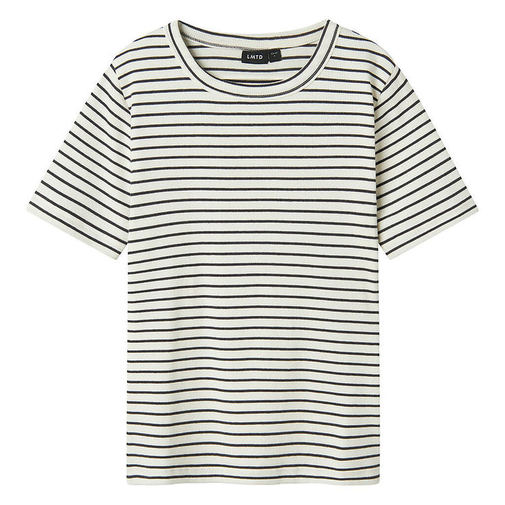 LMTD T-shirt - Rib - NlfHinaja - Dark Grey Melange/White Stripes