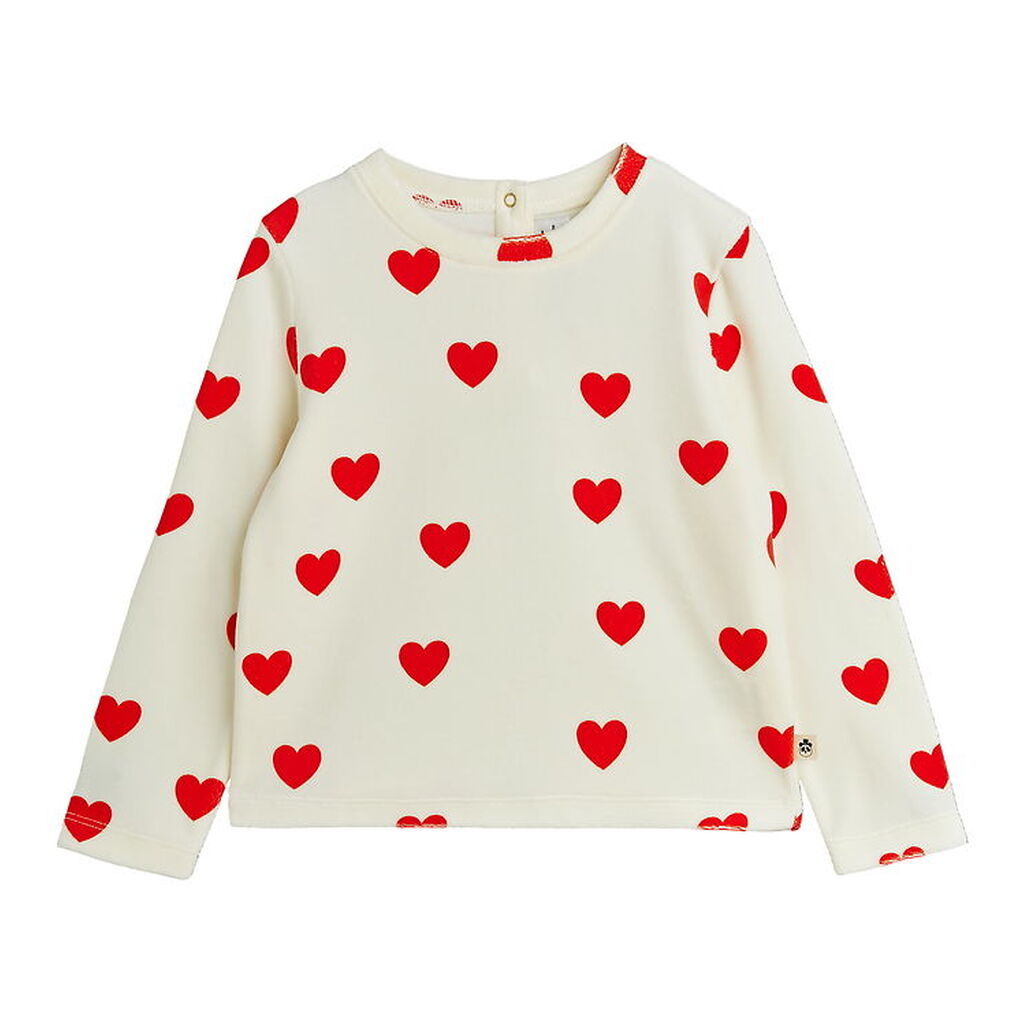Mini Rodini Bluse - Velour - Hearts - Hvid