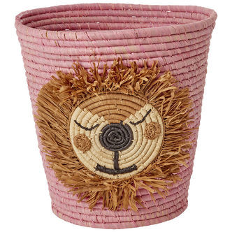 Rice Opbevaringskurv - Raffia/Søgræs - 20x30 cm - Pink/Løve