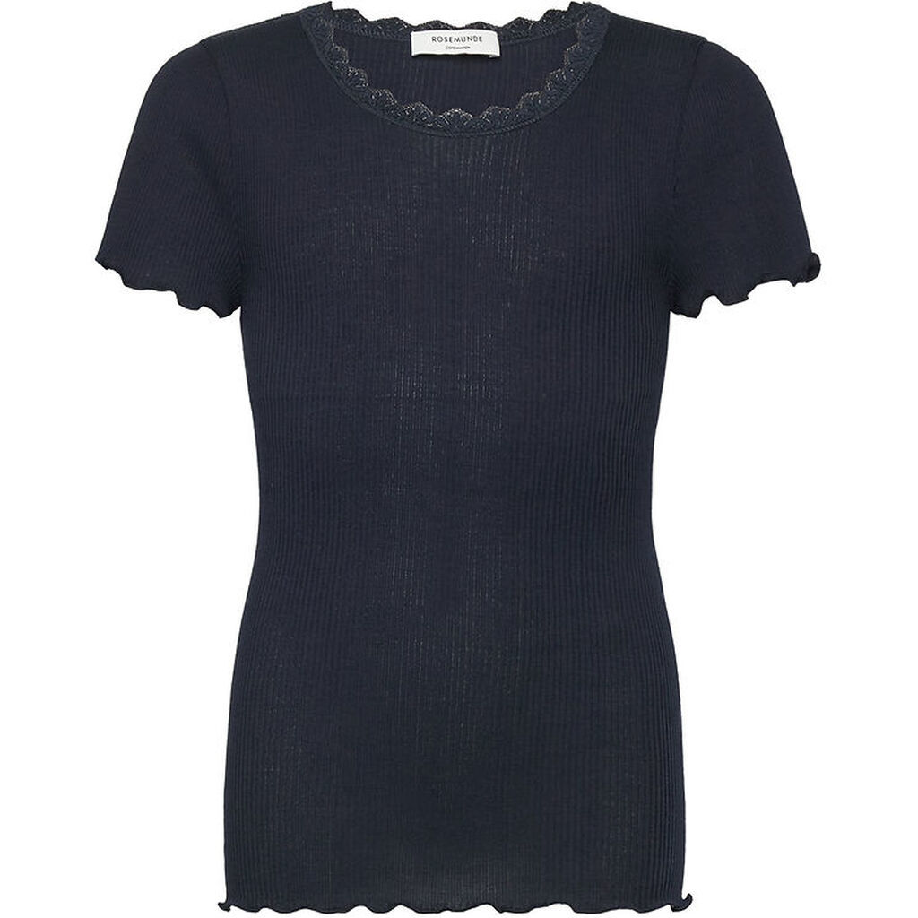 Rosemunde T-shirt - Rib - Balta - Navy m. Blonder