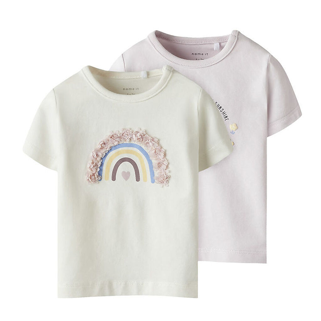 Name It T-shirt - NbfFines - 2-pak - Cloud Dancer/Light Lila