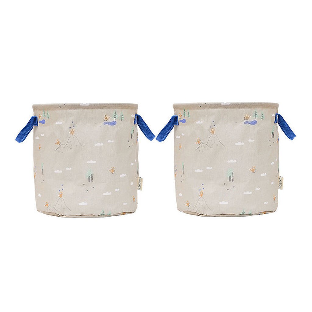 OYOY Opbevaringskurve - 2-pak - Foxy - Medium - Beige/Blue
