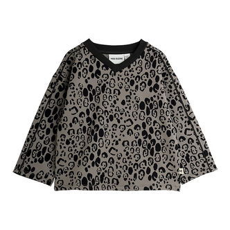 Mini Rodini Bluse - Leopard Brushed Top - Grå/Sort