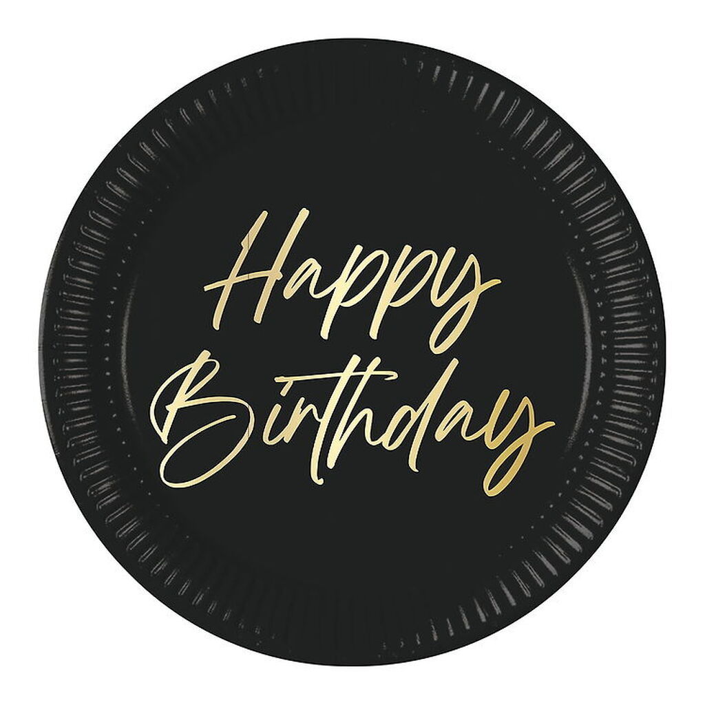 Decorata Party Paptallerkner - 8-pak - 23 cm - Elegant Happy Bir