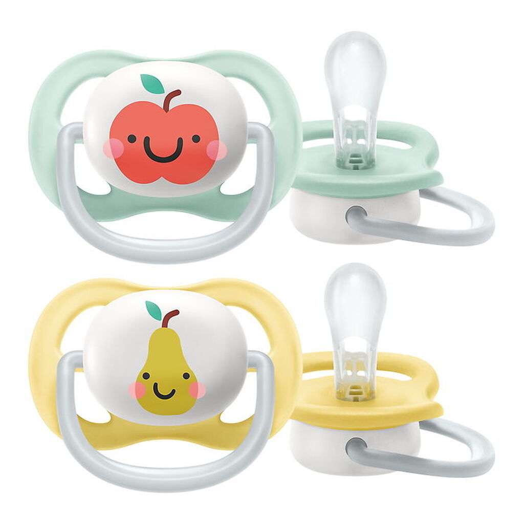 Philips Avent Sutter - 2-pak - Ultra Air - Gul/Grøn m. Frugtprin