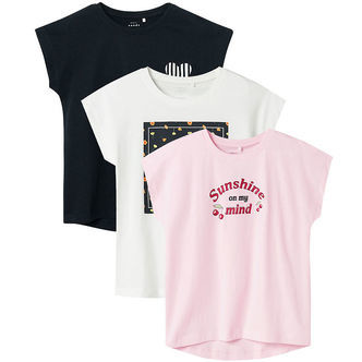 Name It T-shirt - NkfViga - 3-pak - Ballerina/Dark Sapphire/Brig