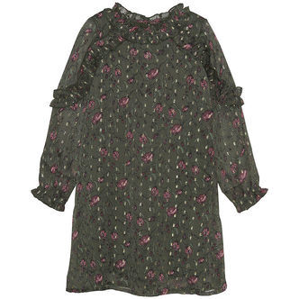 Creamie Kjole - Flower Dot - Olive Night