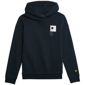Lyle & Scott Hættetrøje - Dark Navy m. Print