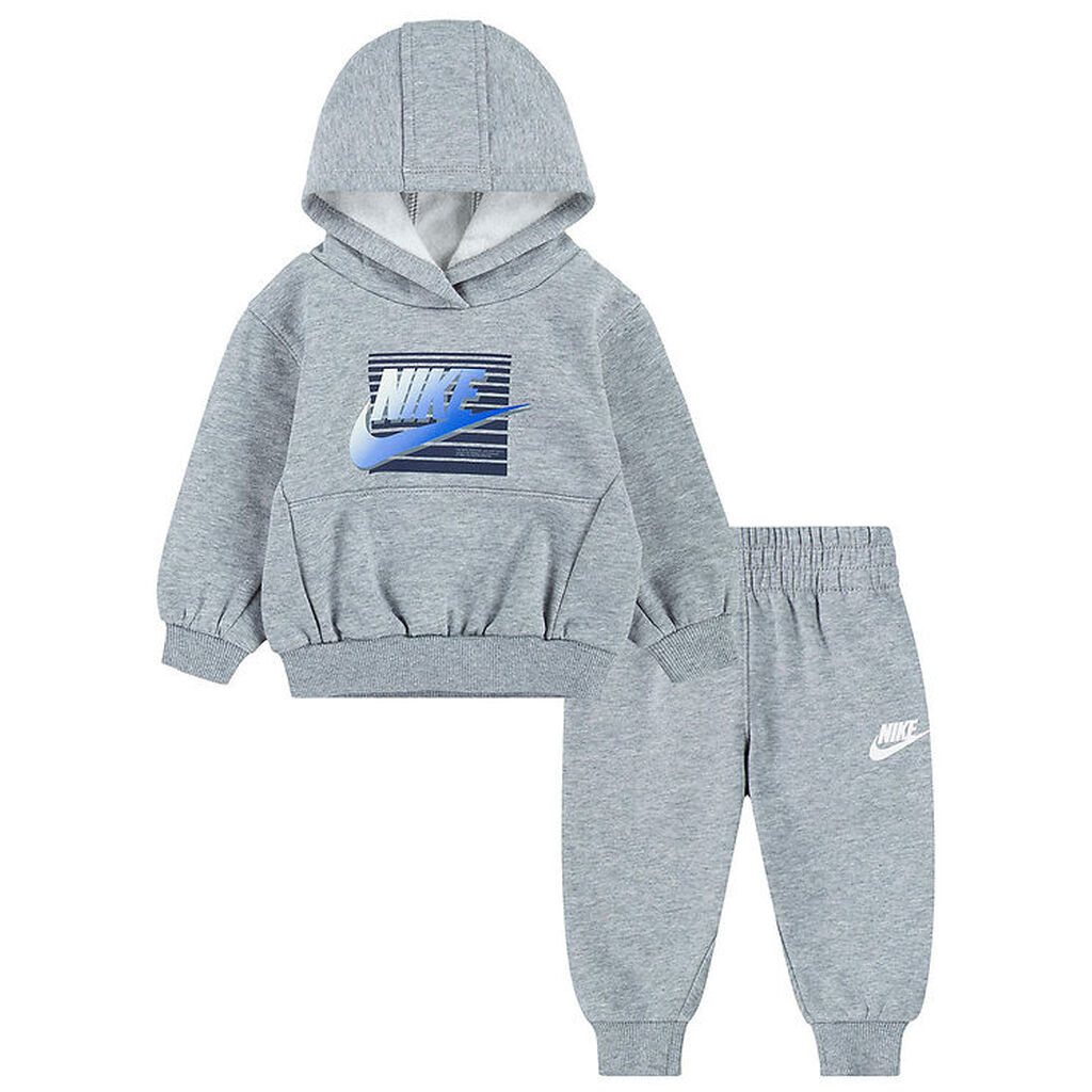 Nike Sweatsæt - Mørkegråmeleret m. Blå