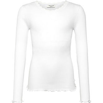 Rosemunde Bluse - Rib - Balta - New White m. Blonder