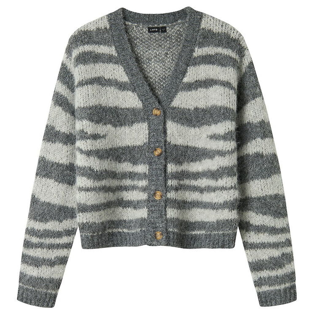 LMTD Cardigan - NlfNulos - Kort Strik - Dark Grey Melange