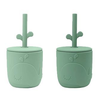 Done By Deer Kop m. Sugerør - 2-Pak - Peekaboo - Grøn