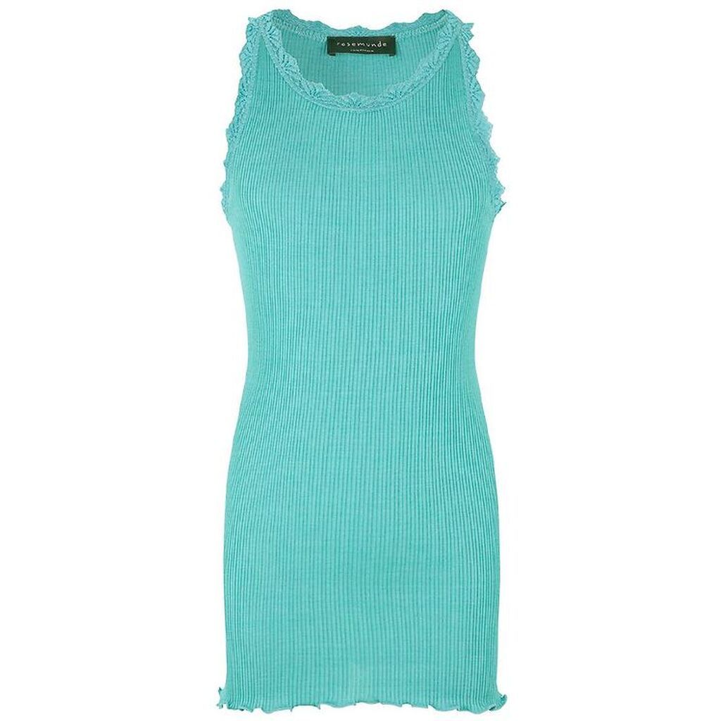 Rosemunde Top - Lang - Silke/Bomuld - Aqua Paradise m. Blonder