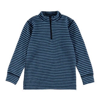 Joha Bluse - Uld - Blå m. Striber