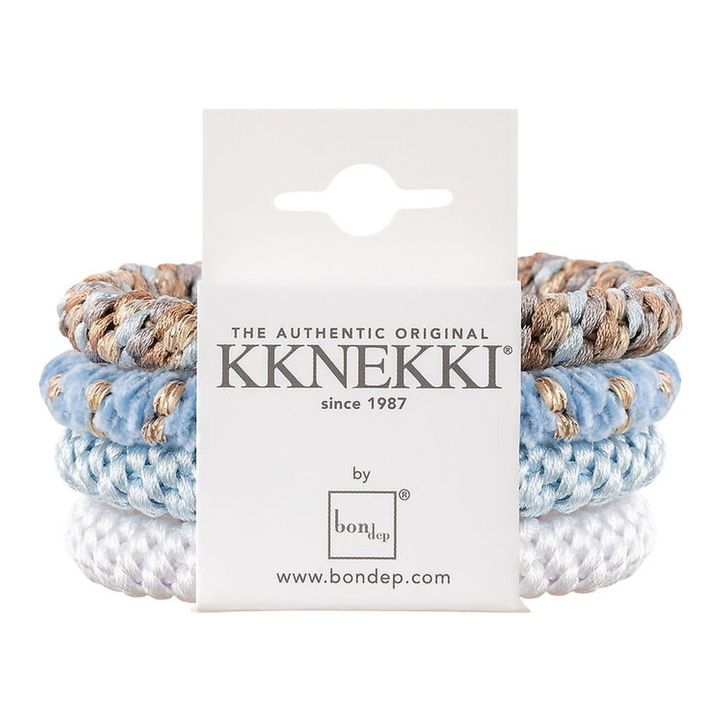 Kknekki Hårelastikker - 4-pak - Blå/Hvid/Beige