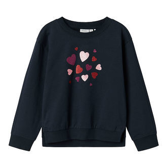 Name It Sweatshirt - NmfBiliva - Dark Sapphire m. Glimmerhjerter