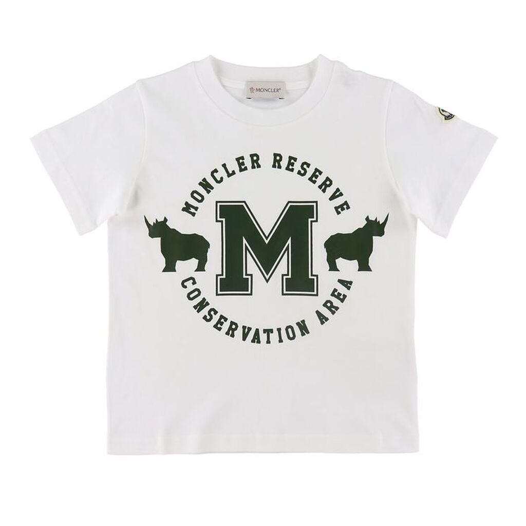 Moncler T-shirt - Hvid m. Mørkegrøn