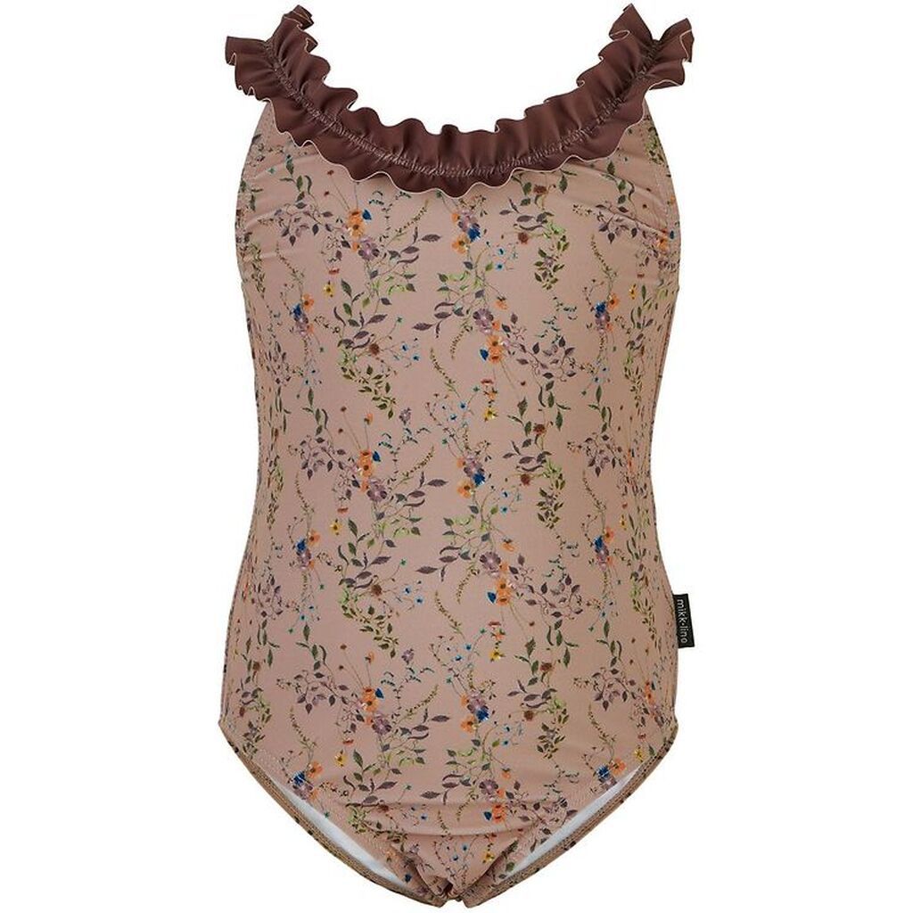 Mikk-Line Badedragt - Nougat m. Blomster