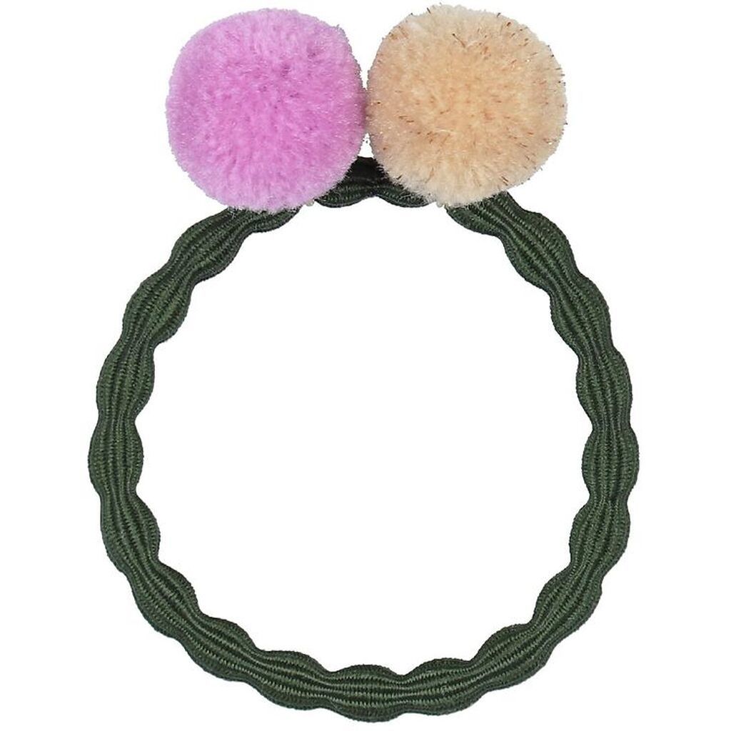Kknekki Hårelastik - Armygrøn m. Pompon
