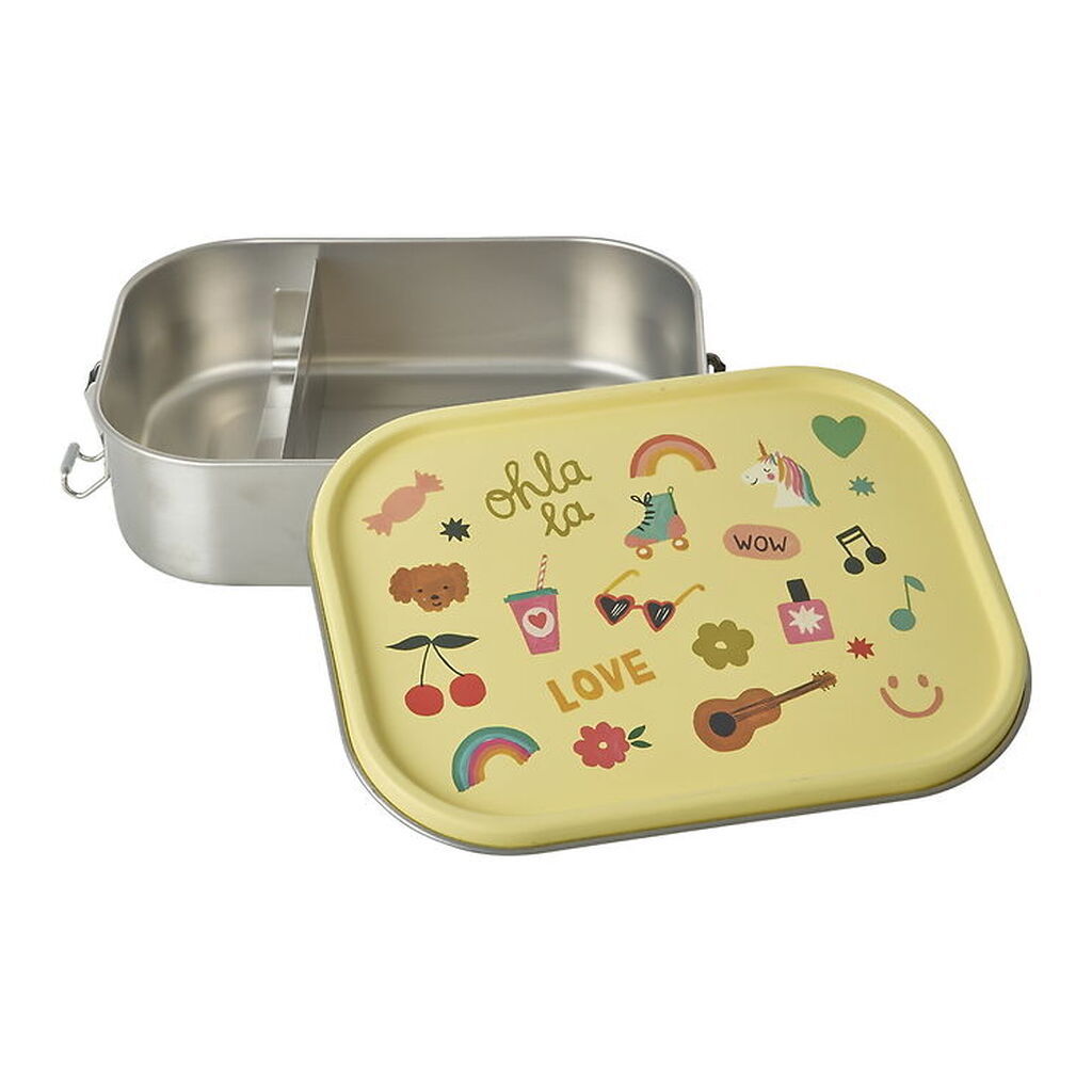 Rice Madkasse - Rustfrit Stål - Stor - m. 2 Rum - 1,4 L - Soft Y