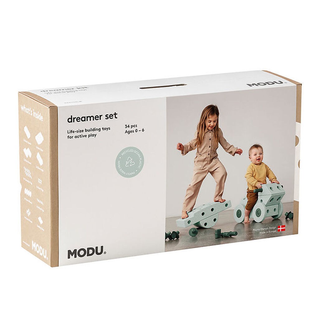 MODU Dreamer Sæt - 34 Dele - 70x40x20 cm - Ocean Mint/Forest Gre