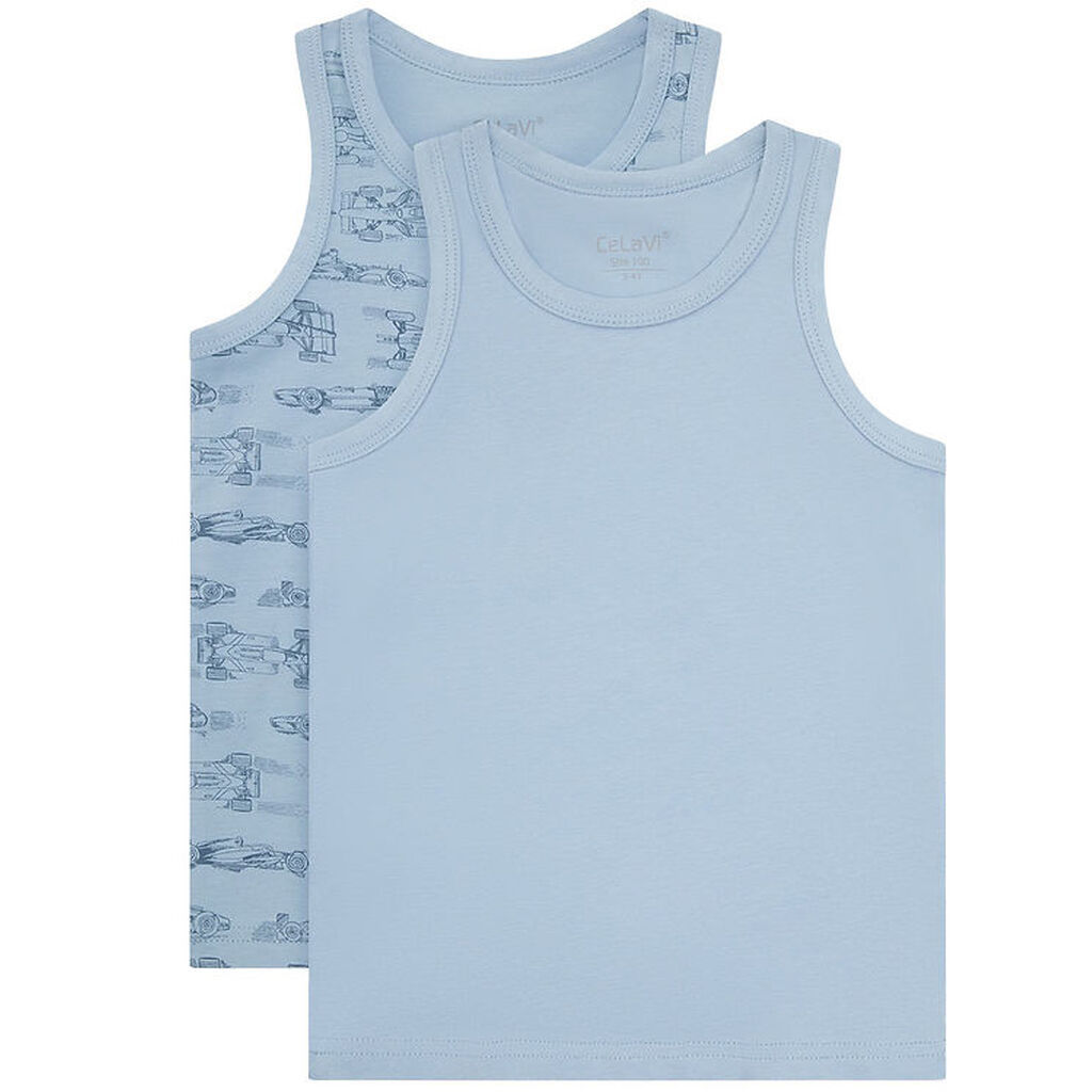 CeLaVi Undertrøjer - 2-pak - Ashley Blue m. Racerbiler