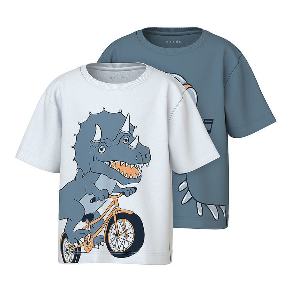 Name It T-shirt - NmmVilasse - 2 Pak - Spring Lake/Navy blazer