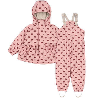 Konges Sløjd Regntøj m. Seler/Fleece - PU - Palme - Amour Pink