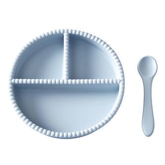 Jack o Juno Spisesæt - Silikone - 2 Dele - Bubble - Pale Blue