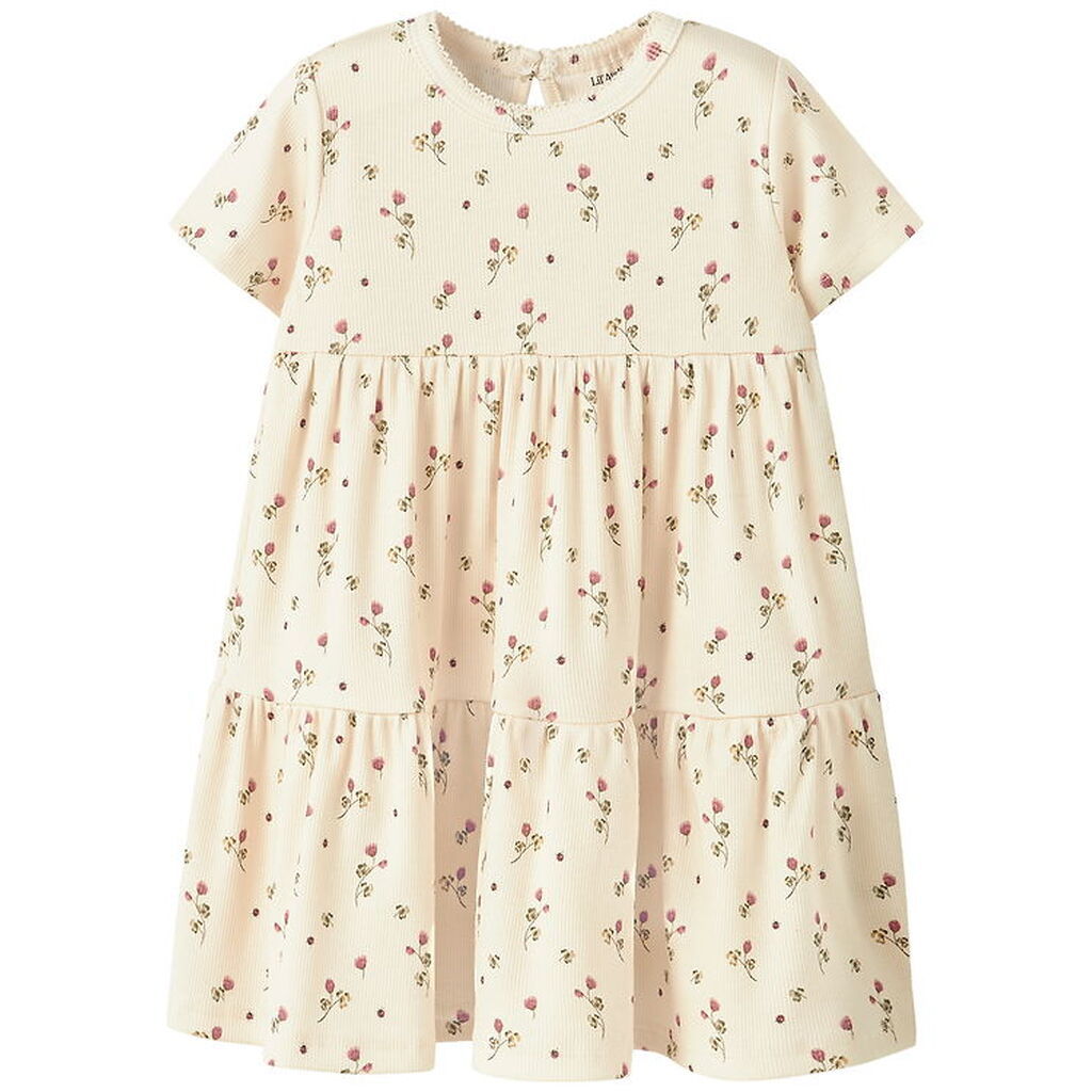 Lil Atelier Kjole - Rib - NmfLavo -Turtledove m. Roser