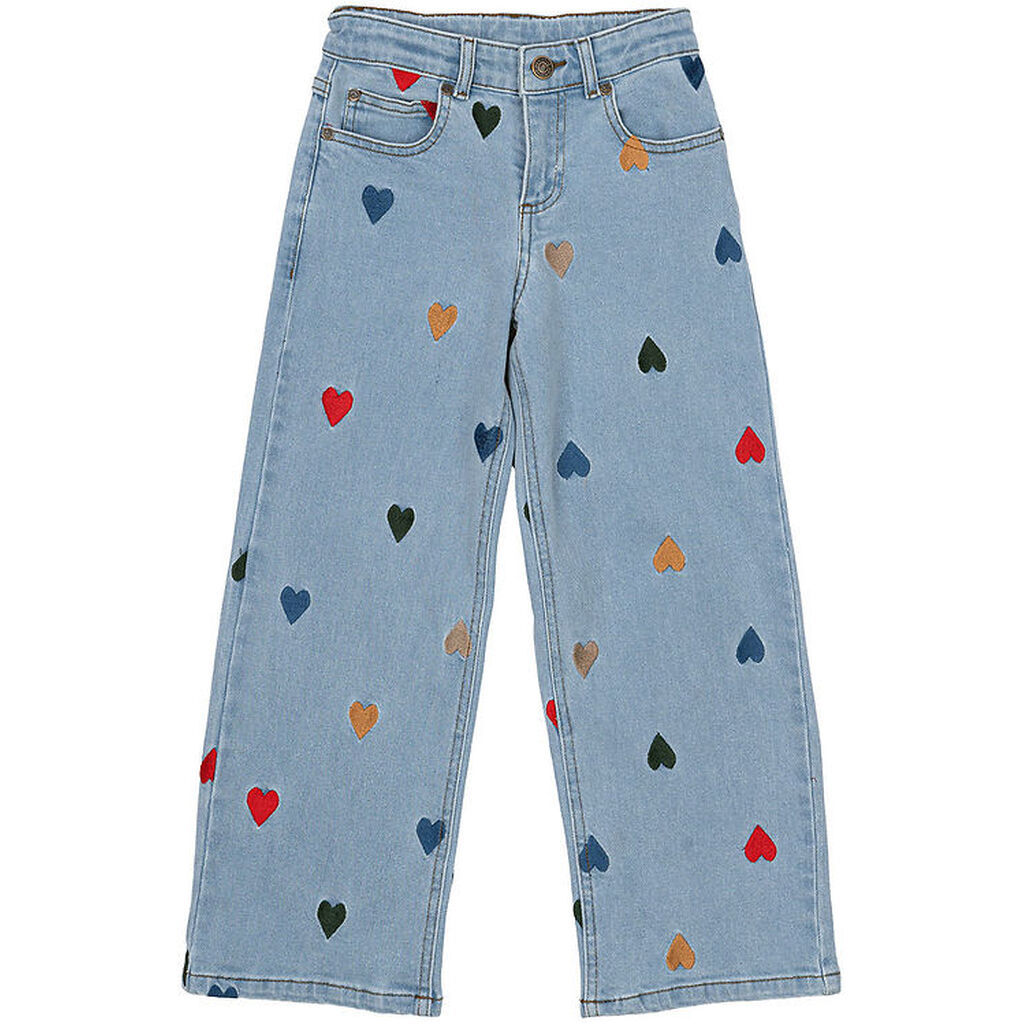 The New Jeans - TnNessa - Wide - Light Blue Denim m. Hjerter