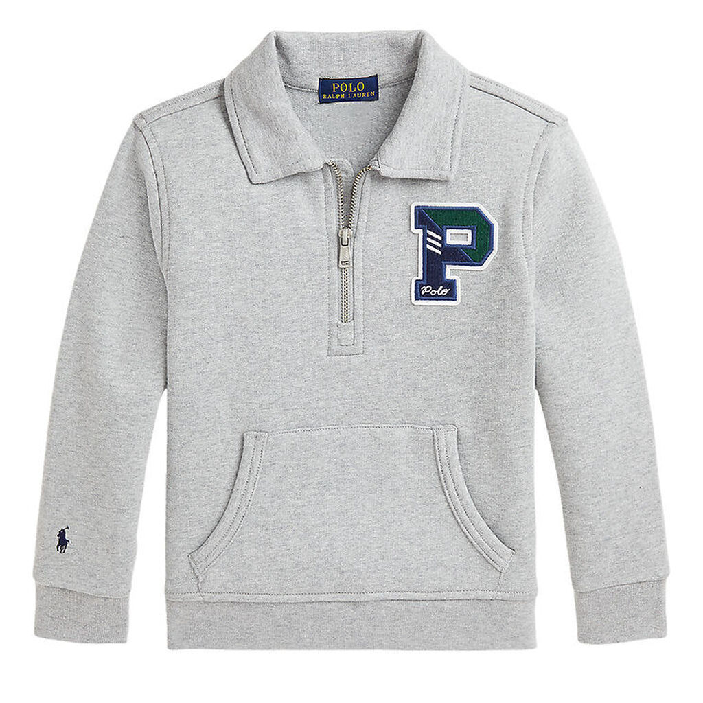 Polo Ralph Lauren Sweatshirt m. Lynlås - Gråmeleret m. Navy