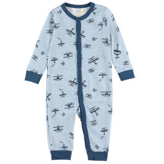 Joha Heldragt - Uld/Bambus - Lyseblå m. Print