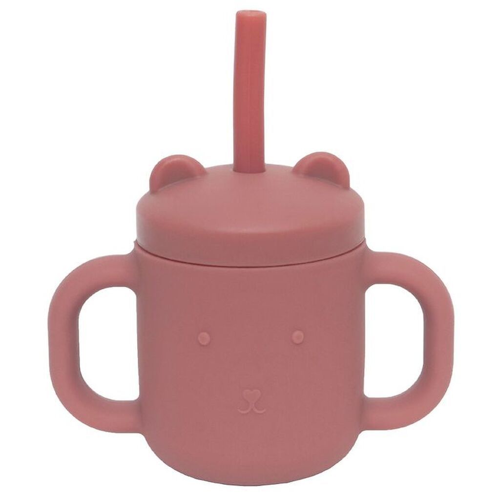 Petit Monkey Kop m. Sugerør - Silikone - 175 ml - Mahogany Rose