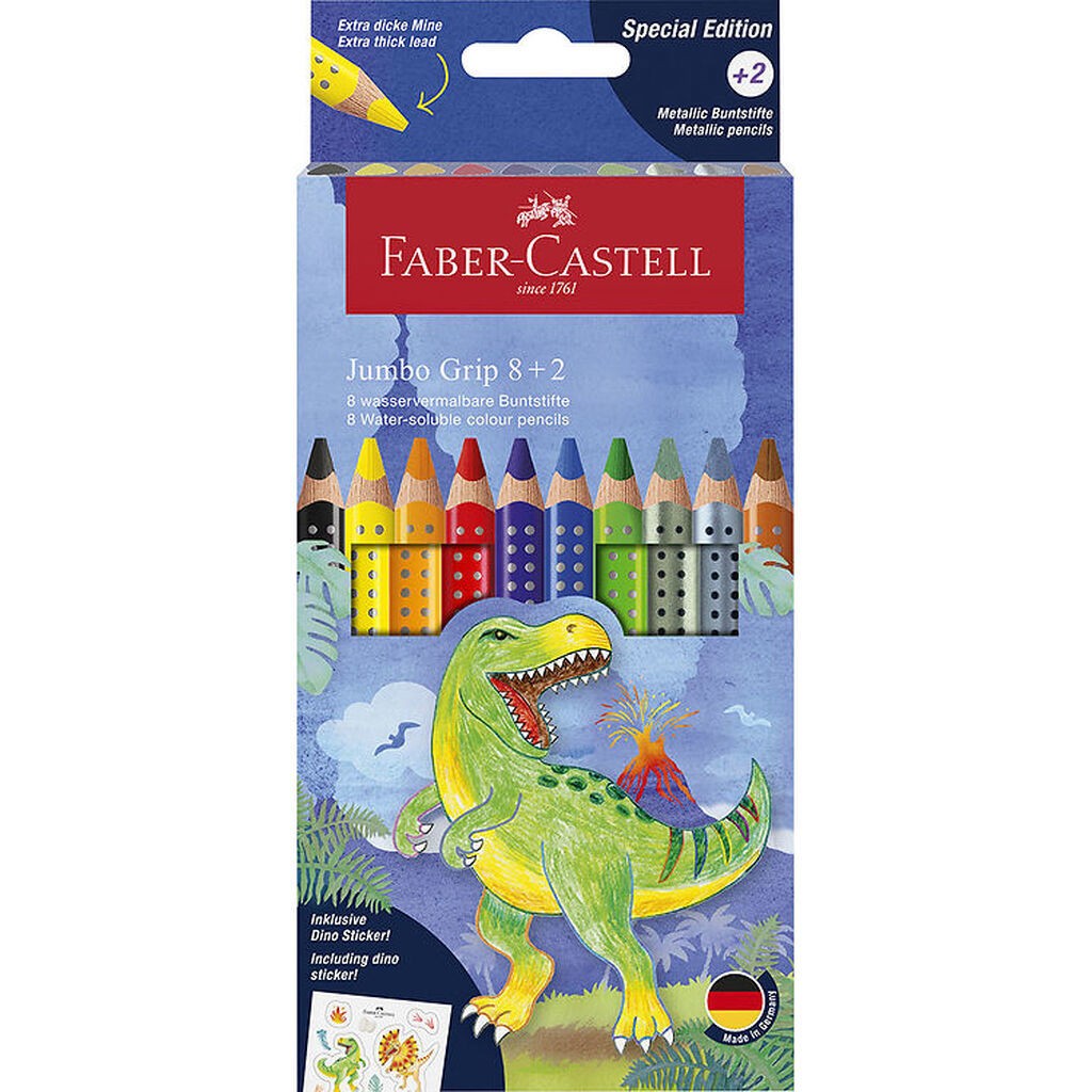 Faber-Castell Farveblyanter - 10 stk. - Jumbo Grip Dino