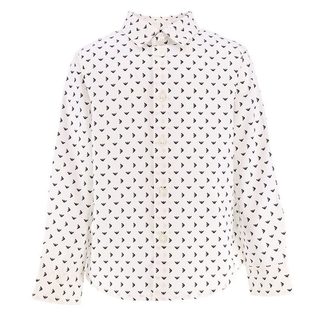 Emporio Armani Skjorte - Hvid/Sort m. Logoer