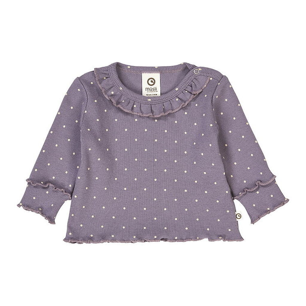 Müsli Bluse - Rib - Dot - Lilac Fog/Oak