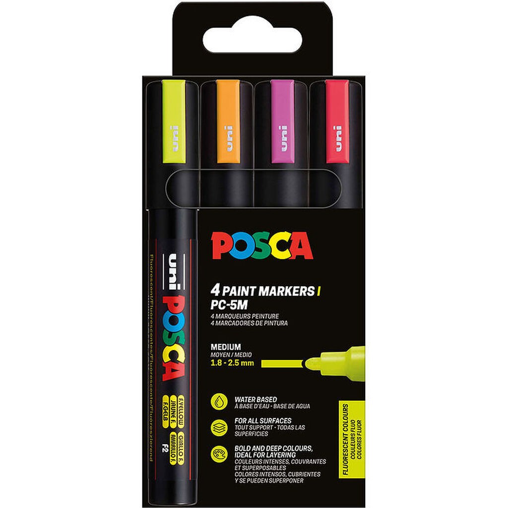 Posca Tuscher - PC-5M - 4 stk. - Neon