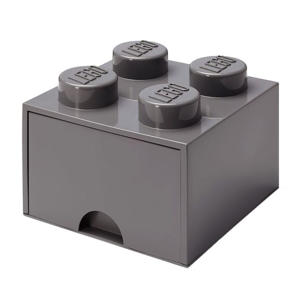 LEGOÂ® Storage Opbevaringsskuffe - 4 Knopper - 25x25x18 - Mørkegr