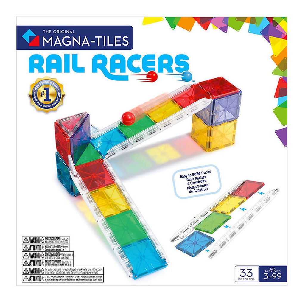Magna-Tiles Magnetsæt - 33 Dele - Small Rail Racer + MicroMAGS